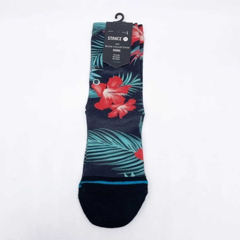 Stance Youth Multicolor Tropical Flower Crew Socks Size Large‎ 3-5.5